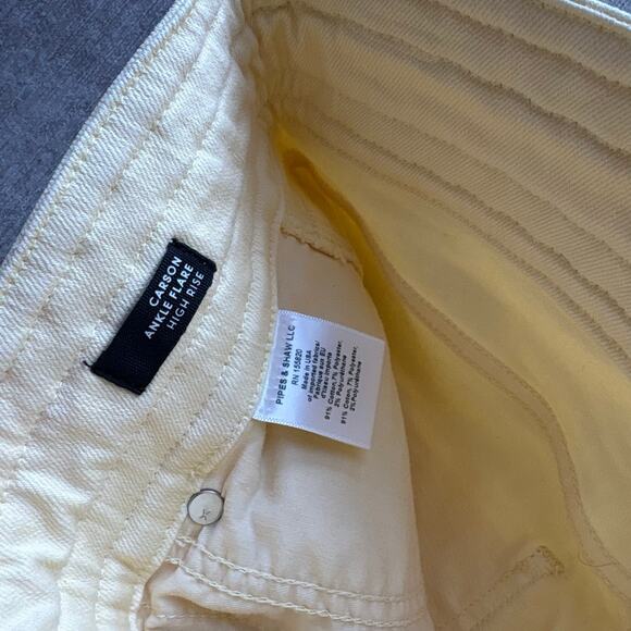 Veronica Beard Butter Yellow Braided Kick Flare Jeans - Picture 5 of 8